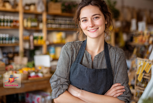 Emprendedora local presentando sus productos